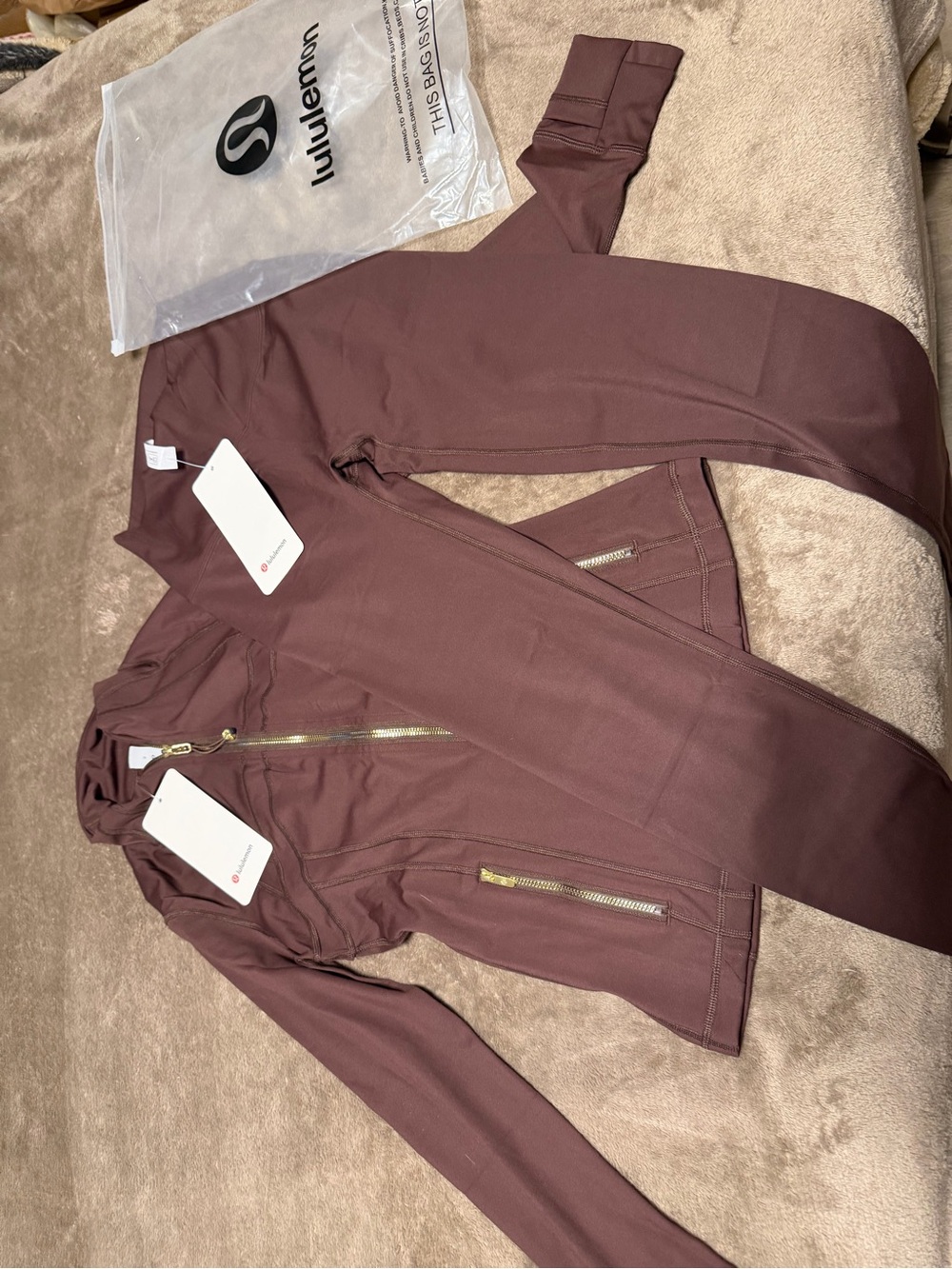 lululemon athletica Burgundy Full-Zip Jacket with Gold Zippers